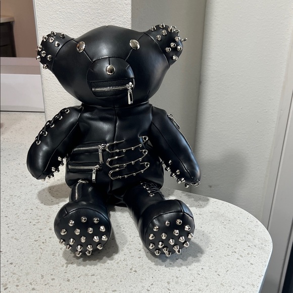 Dolls Kill Handbags - Dolls Kill Black Studded Teddy Bear Backpack